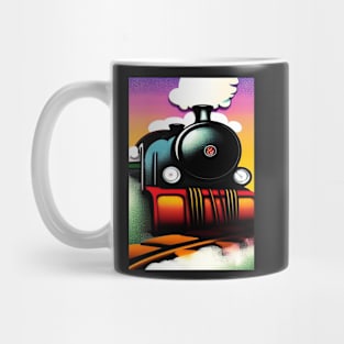 POPART COMIC STYLE GREEN AND BLUE STEAM TRAIN Mug